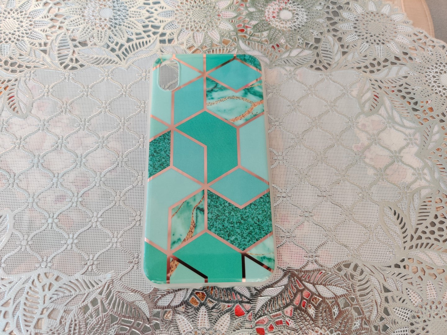 Marble Geometric TPU Green Case - For iPhone X / Xs - mosaccessories